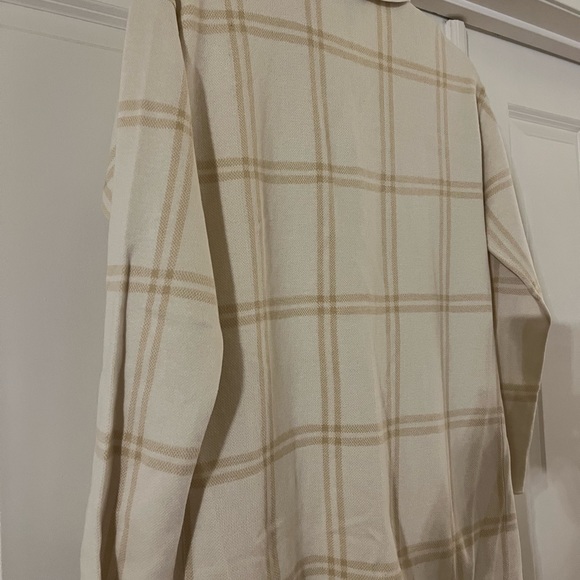 G Giuliana Jacquard Sweater Knit Duster Cardigan Ivory Plaid PS like new - Picture 4 of 6